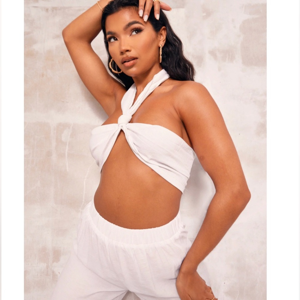 White Halter Neck Bandeau Top